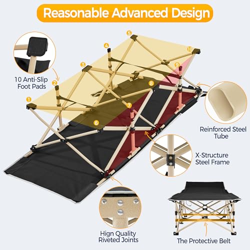 Yaheetech Folding Camping Cot, Portable Military Canvas Sleeping Bed with Carry Bag B4383