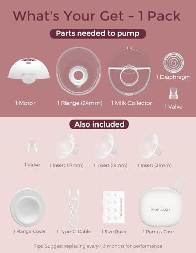 Momcozy M5 Hands-Free Wearable Breast Pump, Double-Sealed Flange, 3 Modes & 9 Suction Levels, 24mm, 2-Pack Quill Gray Z371714