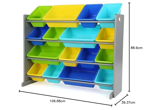 Humble Crew Supersized Toy Storage Organizer with 16 Removable Bins, Grey/White D772791