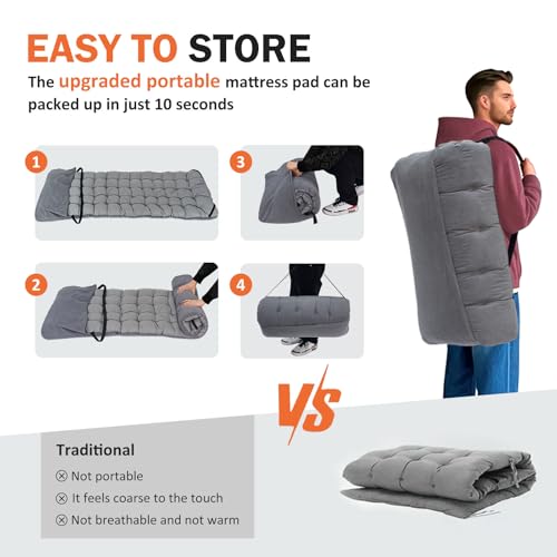 ATORPOK Camping Cot for Adults with Cushion, Portable Folding Bed, Gray F9576
