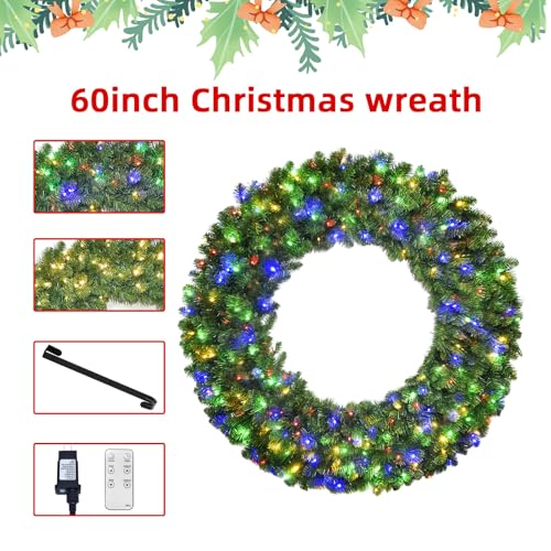 HOYECHI 48in Lighted Christmas Outdoor Wreath with 210 LEDs S99138