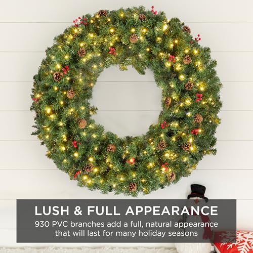 Best Choice Products 60in Pre-Lit Fir Christmas Wreath with 300 LED Lights E577048