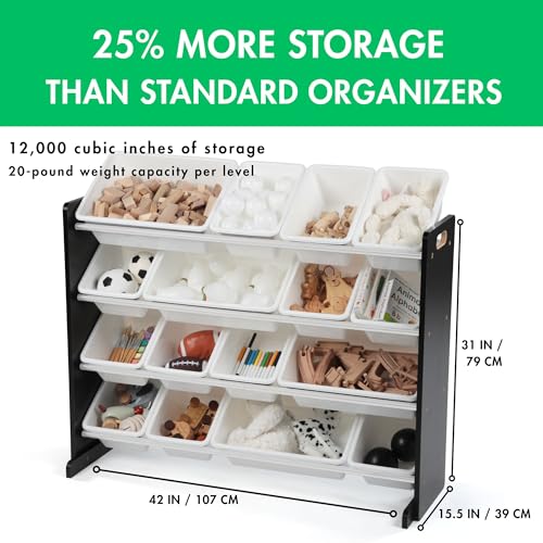 Humble Crew Supersized Toy Storage Organizer with 16 Removable Bins, Grey/White D772791