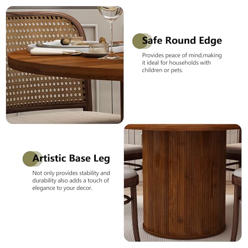 47 inch Round Dining Table with Storage Shelf (Walnut) N502088