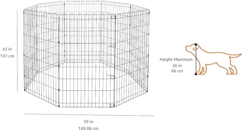 Amazon Basics Foldable Octagonal Metal Dog Playpen, Extra Large, Black G18040