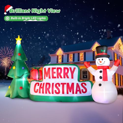 10 FT Christmas Inflatables Snowman Outdoor Yard Decorations with LED Lights C52642