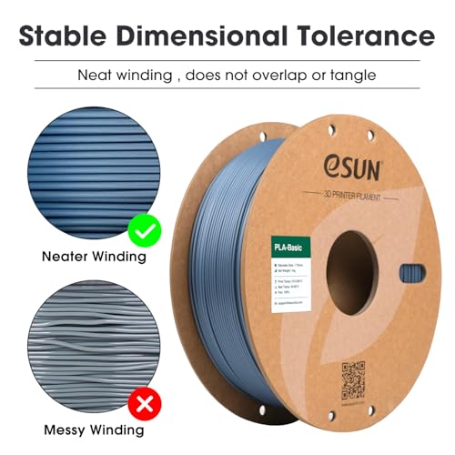 eSUN PLA Basic Filament 1.75mm, 3D Printer Filament, 1KG Spool, Black B3638