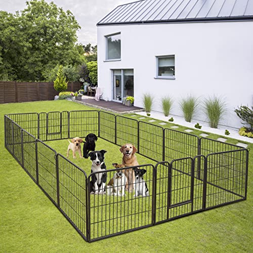 LEMY 16 Panels 32 in Metal Pet Playpen with Door, Black N86004
