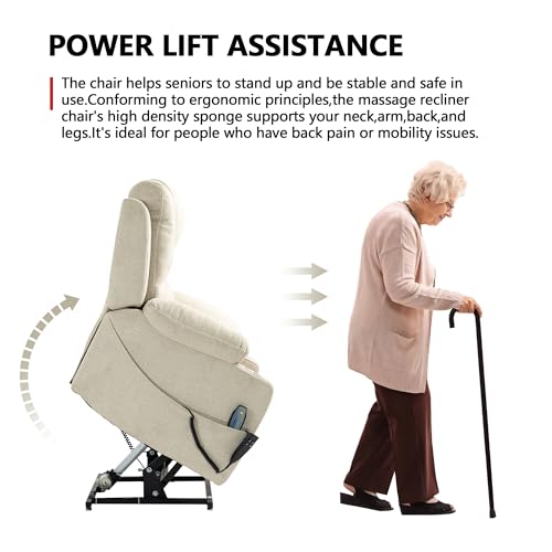 Power Lift Chair Recliner with Massage and Heat for Adults, Dual Motor H2507