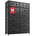 EnHomee Pink Dresser, Tall Dresser with 14 Drawers, Large Bedroom Dressers & Chests of Drawers with Sturdy Metal Frame and Wooden Top, Fabric Dresser for Bedroom, Closet, Living Room, Hallway, Pink