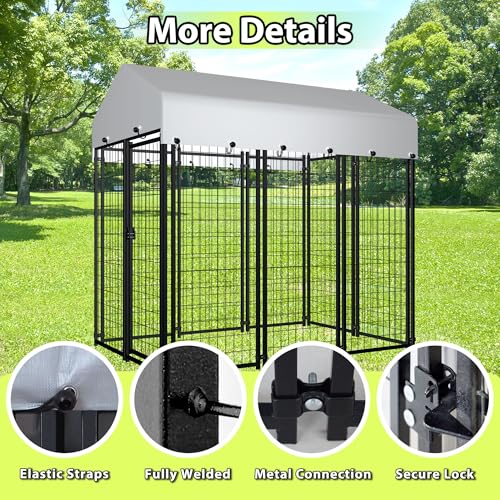 Large Outdoor Dog Kennel with Roof Cover Heavy Duty Welded Wire Steel Dog Pen B5629