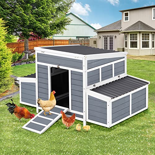 AECOJOY Chicken Coop 56" Wooden Hutch with 6 Nesting Boxes V450