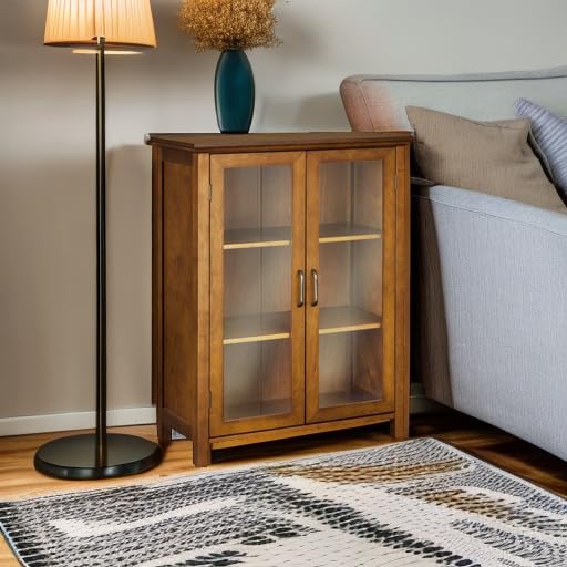 Teamson Home Avery Wooden Freestanding Floor Cabinet with 2 Adjustable Shelves, Oiled Oak C453