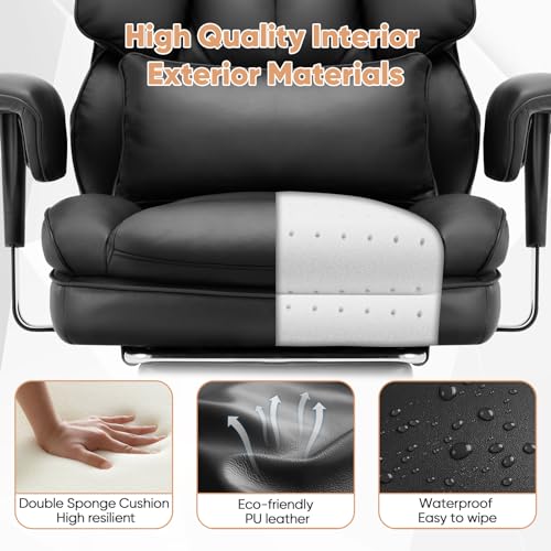 Sweetcrispy Executive Office Desk Chair Ergonomic High Back with Footrest, Black G1555