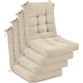 Juexica 4 Sets Outdoor Patio Chair Cushions High Back Tufted Beige D1688