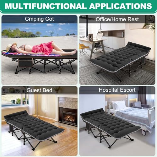 LILYPELLE Folding Camping Cot, Extra Wide Heavy Duty with Carry Bag Z15817