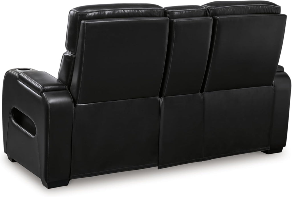 Signature Design by Ashley Boyington Power Reclining Loveseat with Console, Black V70876