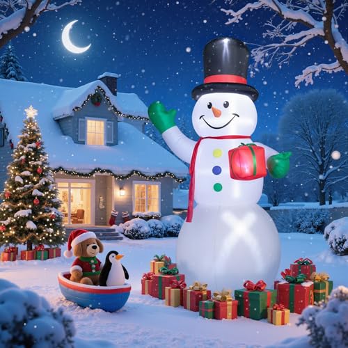 Dawdix 15FT Inflatable Snowman with LED Lights for Yard Christmas Decor Z472