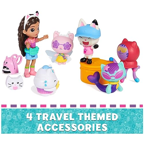 Gabby's Dollhouse Travel Themed Figure Set with Gabby Doll, 5 Cat Toys & Accessories C7473