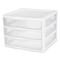 Sterilite 3-Pack Wide 3 Drawer Unit, Plastic Desktop Organizer, White Frame X750