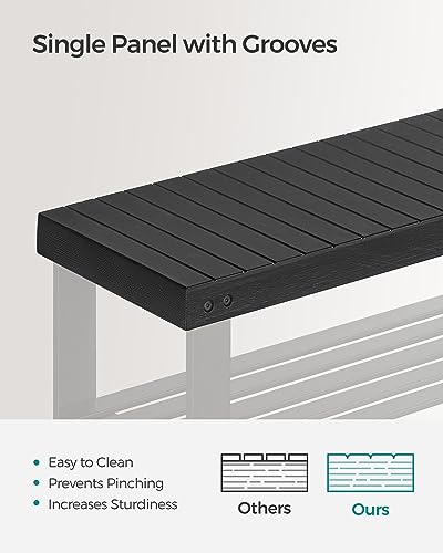 SONGMICS 3-Tier Bamboo Shoe Rack Bench, Entryway Storage, Ink Black X802