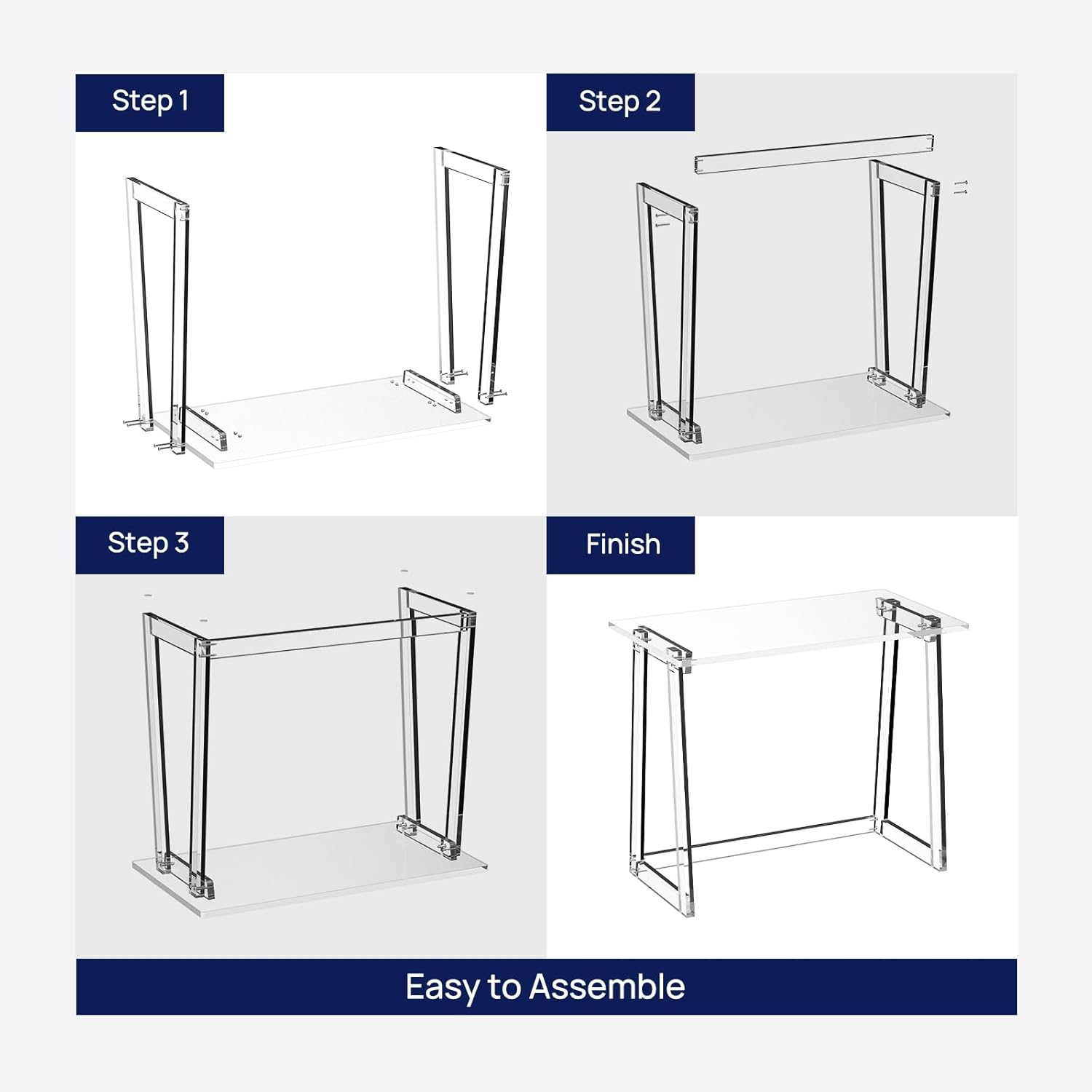 HMYHUM Acrylic Desk 35.4 Inch Clear Computer Desk with Trapezoid Legs F311427