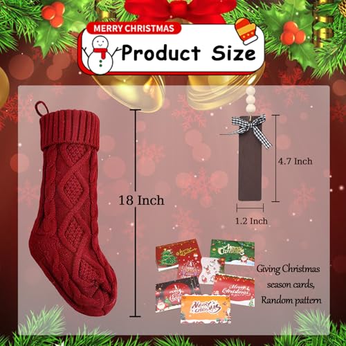 Set of 6 Personalized Christmas Stockings with Wooden Name Tags D26869