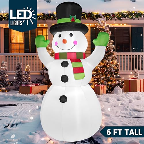 Joiedomi 6 FT Tall Christmas Inflatables Snowman with Built-in LEDs U780