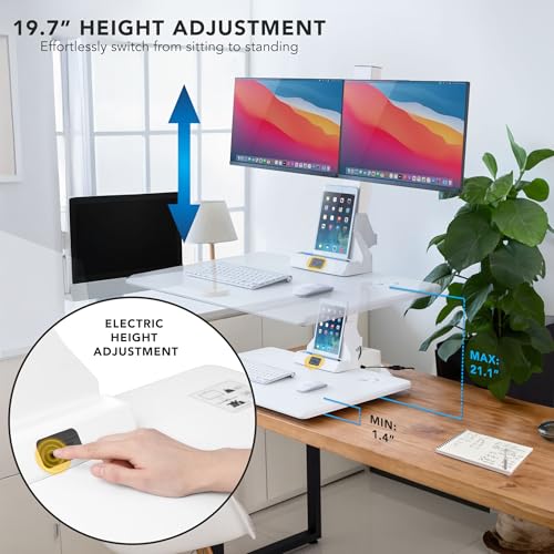 Mount-It! Electric Standing Desk Converter - Motorized Sit-Stand Desk Riser with Monitor Mount, 32" V46023