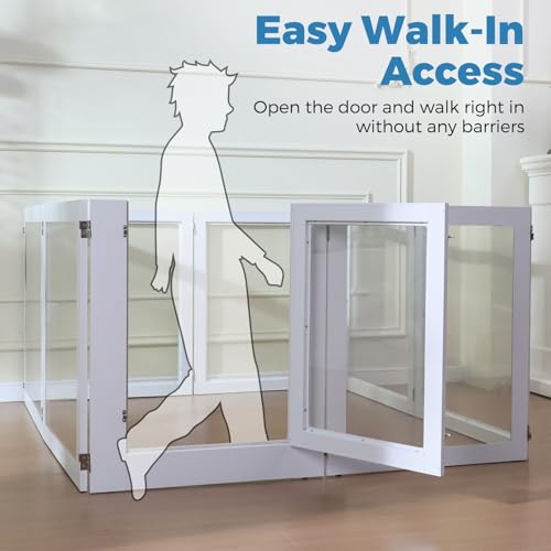 Heavy Duty Clear Acrylic Dog Playpen with Metal Frame, 6 Panels with Door I91403