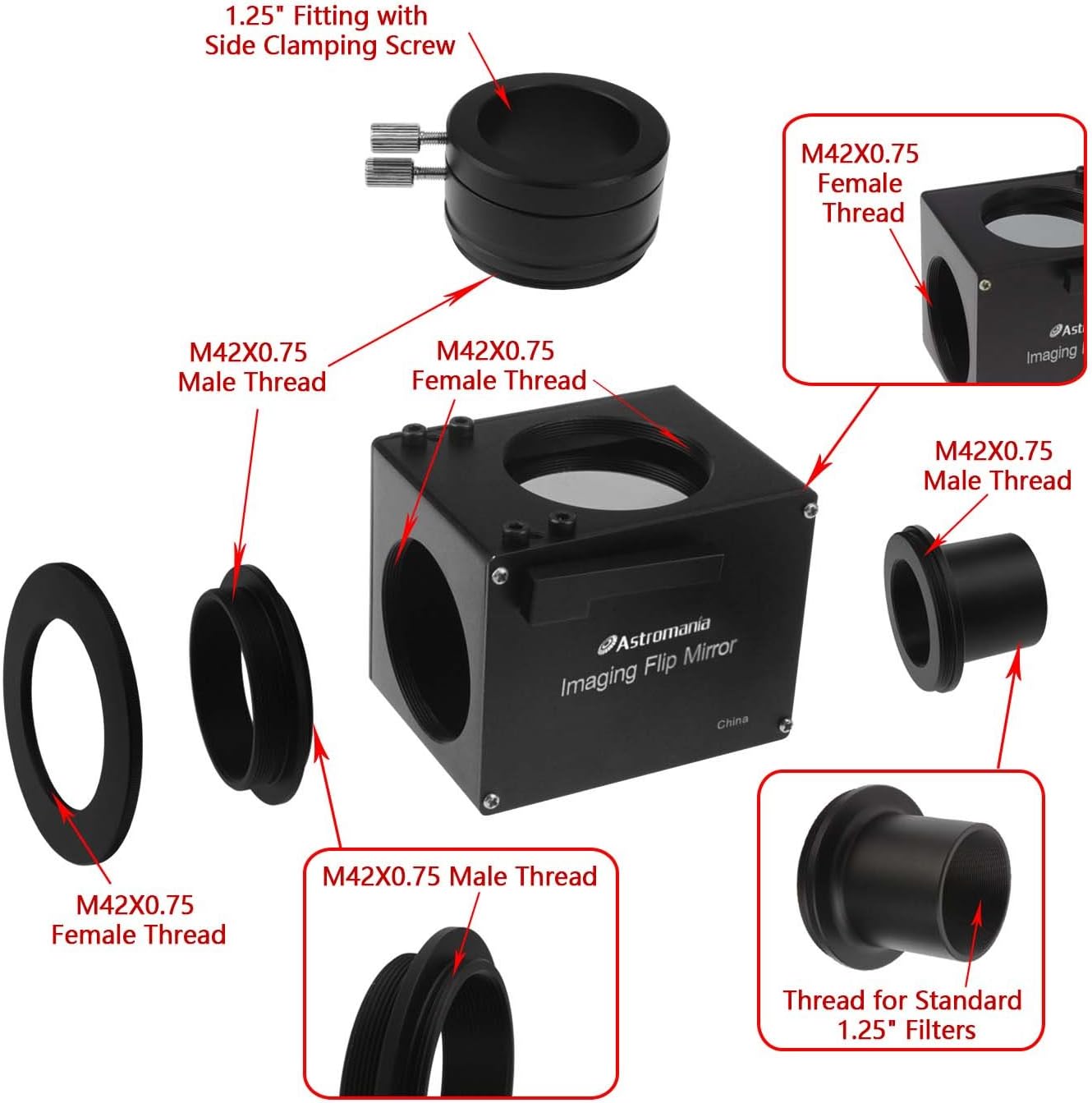 Astromania 1.25" Astrophotography Flip Mirror H989
