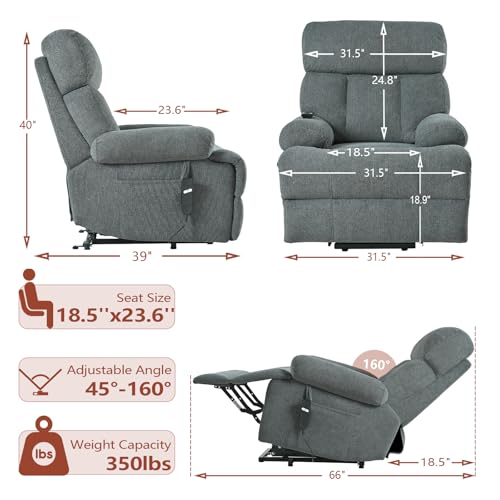 Power Lift Recliner for Elderly with Remote Control, Navy Blue P60192