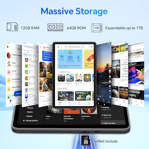 Blackview Tablet 10 inch Android 15, 4GB RAM 64GB ROM, Blue N995397