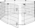 Amazon Basics Foldable Octagonal Metal Exercise Dog Playpen - Indoor/Outdoor, Single Door, Extra Large (8 Panels, 24 x 48), Easy to assemble and store customize, 48" - X-Large, Black