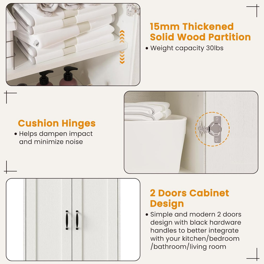 70" Tall Storage Pantry Cabinet with 2 Doors and 6 Shelves, White X599151