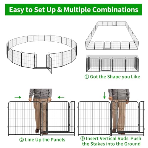 Dog Playpen Outdoor Extra Wide 12 Panels Heavy Duty 40" Height with Doors Portable G77703