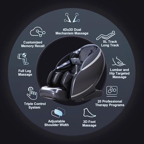 Heaven Duet Massage Chair 4D & 3D Dual-Mechanism Zero Gravity Recliner with Yoga Stretch, Black P844451