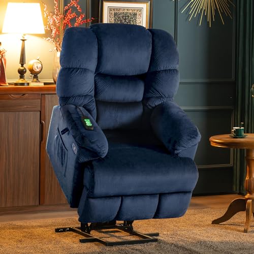 MCombo Triple Motor Power Lift Recliner Chair Sofa with Adjustable Headrest, Fabric, Brown T835565