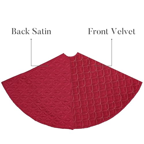 Valery Madelyn Christmas Tree Skirt 36 Inch Red Gold Velvet O2012