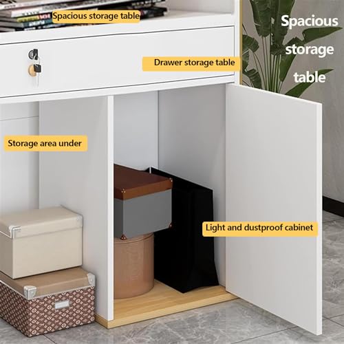 Reception Desk with LED Lights and Drawers, White 60cm K877304