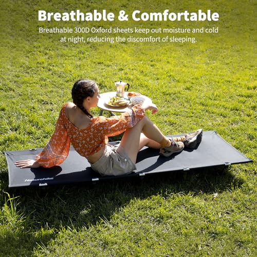 Naturehike Ultralight Camping Cot, Folding Tent Cot, Supports 330lbs, Dark Black H31125