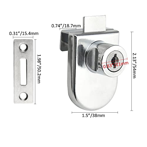 4Pack Zinc Alloy Double Glass Door Display Lock Cabinet Lock with 2 Keys C996496