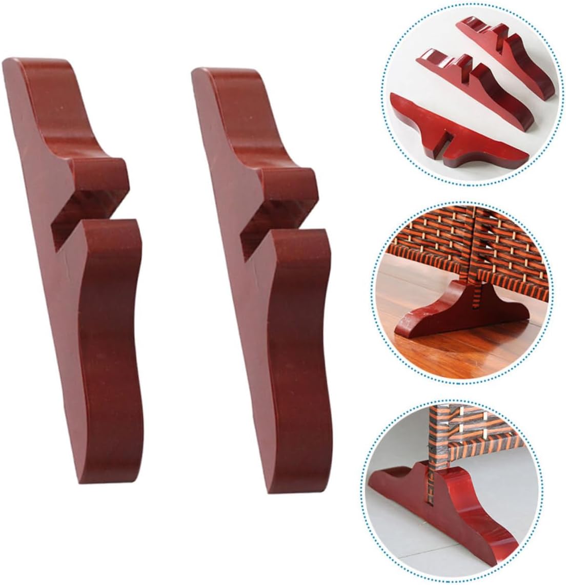 Amosfun 2pcs Screen Divider Stand Base Wooden Support Feet L603