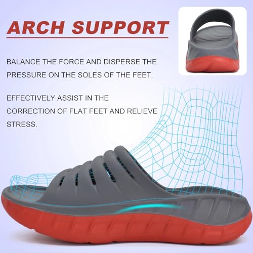 KuaiLu Men's Recovery Sandals Orthotic Cushion Open Toe Sport Slides D332788