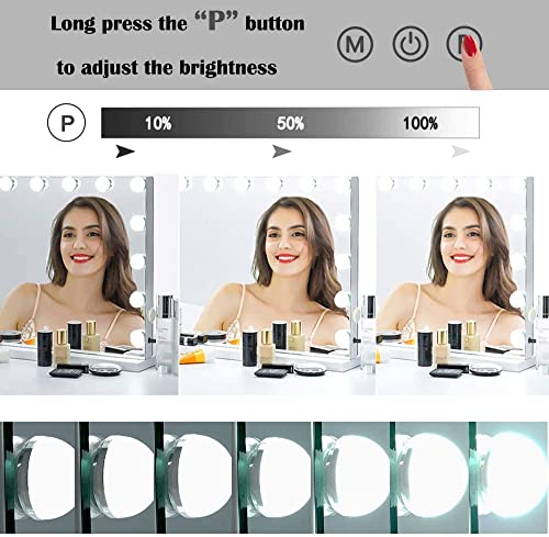 Zdorzi 31.5"x 23.6" Wall-Mounted Vanity Mirror with Lights, Dimmable LED, White W46497
