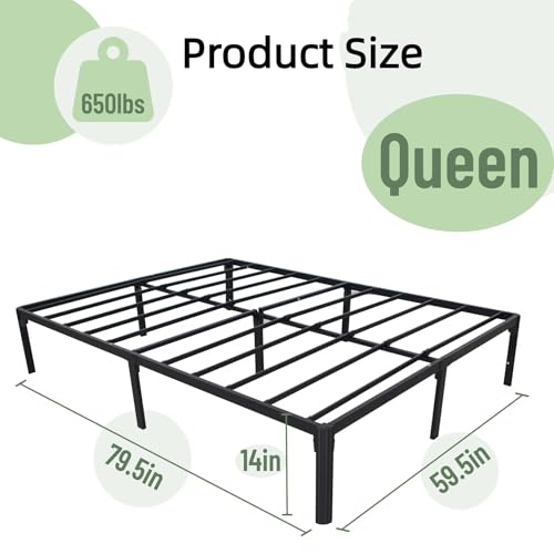 Full Size Metal Platform Bed Frame with Headboard, Black U138819