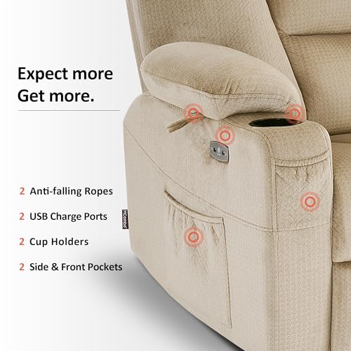 MCombo Small Power Lift Recliner Chair with Massage and Heat, Brown N356790