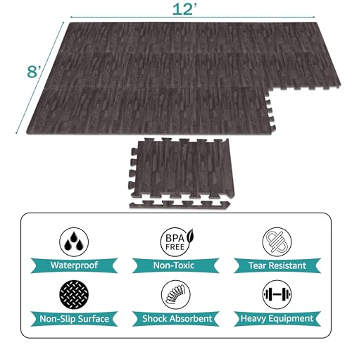 Sorbus Wood Grain EVA Interlocking Floor Mats with Borders J287