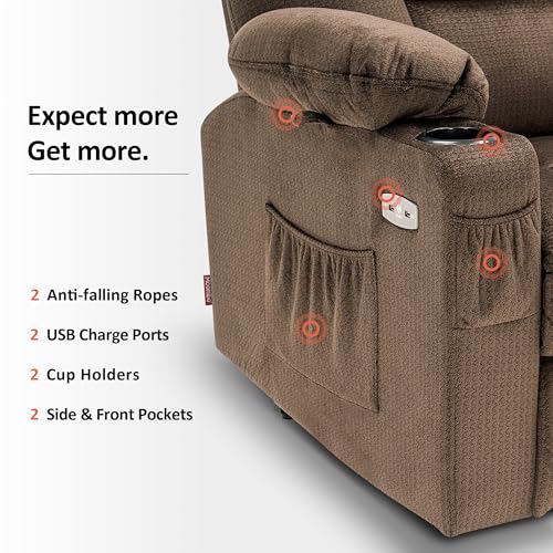 MCombo Small Power Lift Recliner Chair with Massage and Heat, Brown N356790