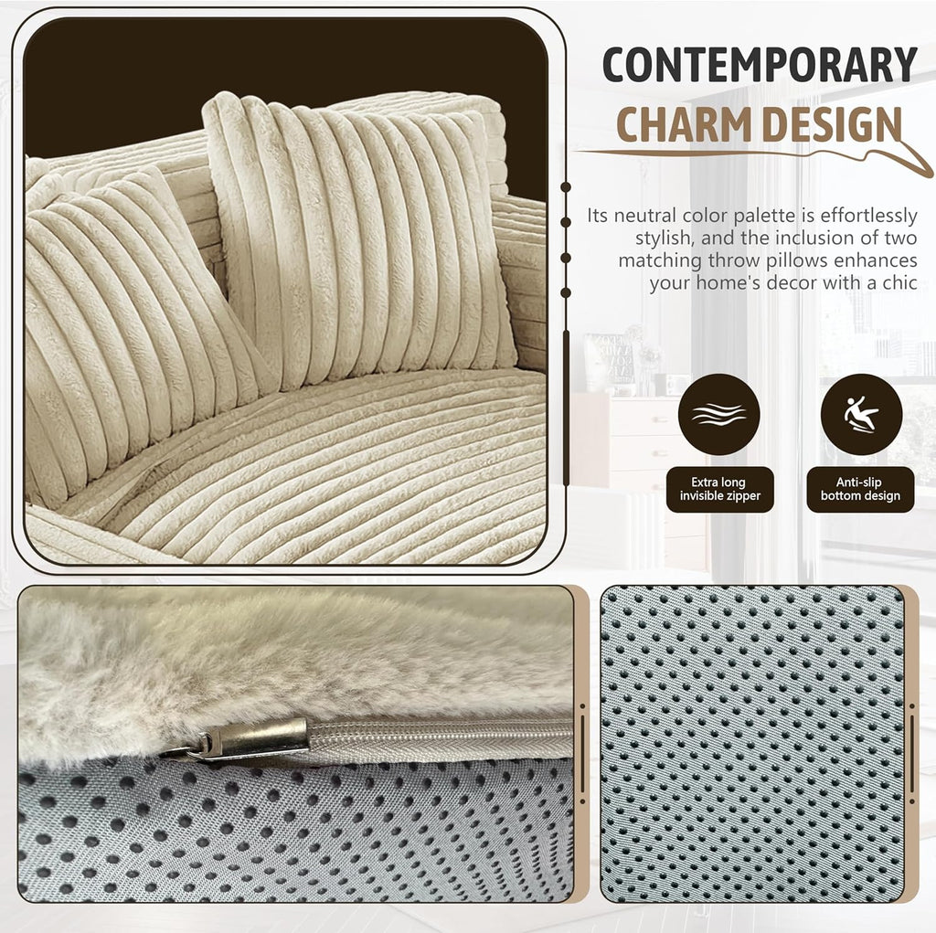 Oversized Chaise Lounge Sofa with 2 Throw Pillows S781613